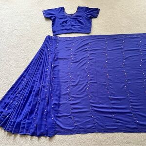 Georgette Embroidered Floral Saree with Blouse - 17.8 ft